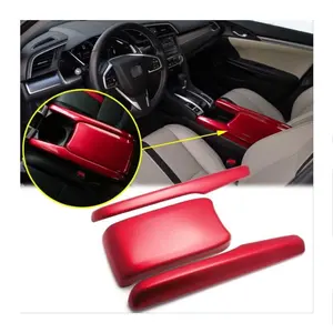 Center Armrest Trim Cover Car Accessories Car Interior Accessory For Honda Civic FC5 Center Armrest Trim Cover Red 3 PCS 2016+