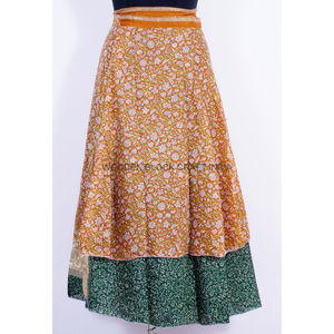 High Quality Indian 100% Silk Wrap <b>Skirts</b> Double Layer Vintage Floral Pattern Effortless Style Comfort Natural <b>Maxi</b> Length Regal - Product Image 4
