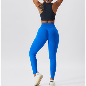 Leggings de yoga évasés de qualité supérieure avec logo personnalisé Leggings de yoga sans couture à taille haute avec cordon de serrage - Product Image 6