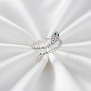 Anillo ajustable de plata de ley 925 con circonita cúbica y esmeralda, diseño de serpiente envolvente, para compromiso o fiesta, para mujer - Product Image 5
