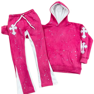 Personalizado Nueva llegada Chándales Logo Tech Fleece Pullover Plain Jogging Hombres Rhinestone Chándal Sudaderas con capucha con Flayer Pent Unsex - Product Image 6