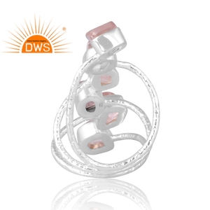 Latest Selling 925 Sterling Silver Natural Rose <b>Quartz</b> Gemstone <b>Ring</b> Custom Jewelry Manufacturer - Product Image 2
