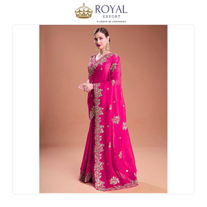 จำหน่ายโดยตรงจากโรงงาน ผ้าซิลค์ซารีลายรังโกลี ดีไซน์สวยงาม งานปักเลื่อมและดิ้นทอง ขายดี มีจำหน่ายแล้ว - Product Image 2