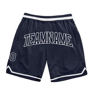 Industrie Direct Engro Sportswear Short de basket-ball Throwback authentique confortable et personnalisé bleu marine-blanc - Product Image 1