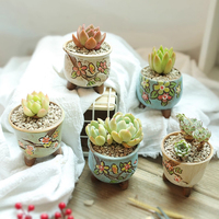 Pot de fleurs en céramique coréen pour plantes succulentes et cactus, mini décoration colorée, cadeau mignon pour fille