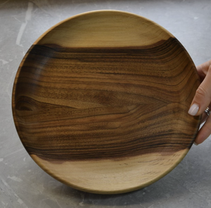 Ensemble d'assiettes et bols de service en bois naturel Assiettes et bols en acacia de cuisine Assiettes en bois - Product Image 2