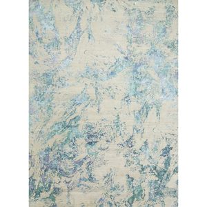 Alfombra Kavi Ivory de Lana y Seda de Bambú Anudada a Mano, Unstring Srb(713), Diseño Abstracto para Uso Doméstico - Product Image 1