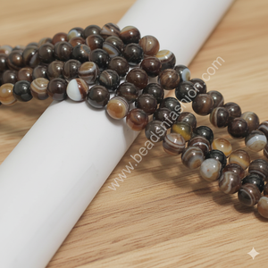 ลูกปัดหินธรรมชาติสีน้ำตาลทรงกลม 8 มม. คุณภาพสูง สำหรับทำเครื่องประดับ DIY สร้อยข้อมือ สร้อยคอ ขายส่ง - Product Image 2