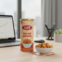 Glee Impex Peri Peri Makhana 80g, Bajo en Grasa, Picante, Tostado, en Envase Cilíndrico, Sin Gluten, Alto en Proteínas y Fibra, Marca Privada