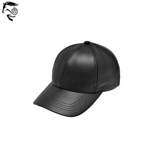 Gorra de béisbol negra clásica hecha a medida de cuero genuino de alta calidad con diseño en relieve, gorra de cuero ajustada de estilo callejero deportivo - Product Image 1