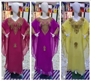 Dubai Farasha <b>Red</b> Moroccan Design Muslim Traditional Kaftan Dress with Stone <b>Beads</b> Hand Work 2024 - Product Image 3