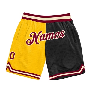 Industrie Direct Basketball Shorts Custom Gold <b>Maroon</b>-Black Authentic Throwback Split Fashion Basketball Shorts - Product Image 1