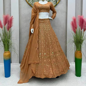 Lehenga choli ชุดบอลวินเทจ9มม. สำหรับผู้หญิงชุดปักลวดลายสวยงาม - Product Image 1