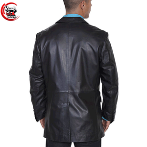 Haute qualité 100% cuir véritable Style britannique décontracté coupe ajustée Blazer pour hommes respirant doublure poches hiver affaires - Product Image 2