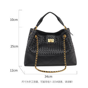 Women's <b>Soft</b> Genuine <b>Leather</b> Diamond Lattice Pattern Embroidery Zipper Closure Spacious Messenger <b>Bag</b> Crossbody Shoulder Purse - Product Image 1