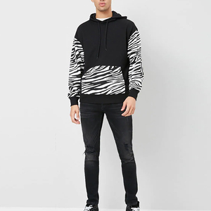 Oem Custom Sustainable Thin French Terry Quality <b>Hoodie</b> <b>Leopard</b> <b>Printed</b> Pocket Sleeves Plain Black Fitted Hoodies Unisex - Product Image 4