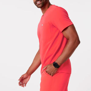 Nuevo Diseño, Conjunto de Uniformes Médicos de Algodón de Alta Calidad, Transpirable, para Hombre, Blusa con Cuello en V, Pantalones Jogger Cómodos de Punto - Product Image 4