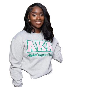 Unisex Stylish <b>Grey</b> Varsity <b>Sweatshirt</b> Premium Quality Greek Life Apparel Winter Sorority <b>Sweatshirt</b> Front Logo AKA-Unisex Fit - Product Image 2