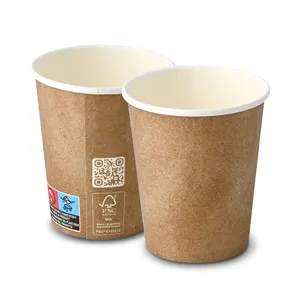 Sturdy And Reliable For Daily Use Clean Handling And Quick To Set Up Bio-Coated 200 Ml 8 Oz Ø 80 mm Brown Paper Cups - Product Image 2
