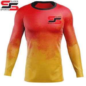 Vente en gros vierge OEM imprimé Compression court manches longues MMA Jiu Jitsu Logo personnalisé Rash Guards Bjj Rash Guard - Product Image 1