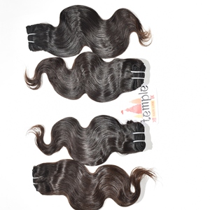 Natural indio crudo 100% cuerpo ondulado cutícula alineada al por mayor procesamiento ninguno máquina sin procesar doble trama onda profunda cabello humano - Product Image 4