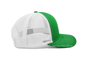 Sombrero de camionero verde liso, parte trasera de malla, forma 6606, logotipo personalizado, bordado, gorras deportivas de alta calidad, sombreros de fabricante de Vietnam - Product Image 5