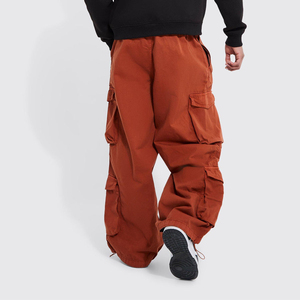กางเกงคาร์โก้ทรงหลวมเอวยางยืด น้ำหนักเบา ระบายอากาศ กันน้ำ สีส้ม สำหรับผู้ชาย ดีไซน์แฟชั่นสั่งทำพิเศษ - Product Image 4