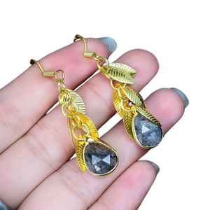 925 solide en argent Sterling fait à la main pierres précieuses noir rutile boucles d'oreilles meilleure qualité 925 estampillé bijoux fins pour les femmes - Product Image 1