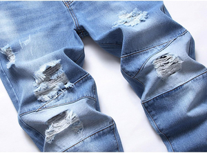 Fabricantes al por mayor último diseño de logotipo personalizado impreso de alta calidad precio barato Slim Fit Straight Denim Jeans Pant para hombres - Product Image 3