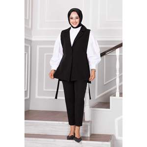 Hijab Gilet Ensemble 2 Pièces Noir - Product Image 4