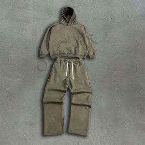 100% coton vierge pull Boxy Baggy sweat à capuche et pantalons de survêtement surdimensionné survêtements hommes Logo personnalisé poids lourd 400 GSM - Product Image 2