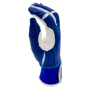Guantes de bateo de béisbol transpirables con combinación de colores azul real y blanco de cuero de calidad superior para hombres y mujeres - Product Image 5