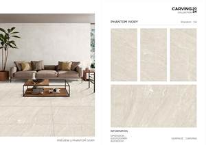 Beige fantôme 600x1200mm Carreaux résistants aux taches Carreaux gris d'intérieur Porcelaine polie vitrifiée Sculpture de sol de salle de bain - Product Image 5