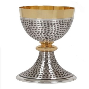 Cáliz de Metal clásico para la Iglesia en casa, producto redondo de vino, Color dorado y plateado, suministro de artículos góticos martillados - Product Image 3