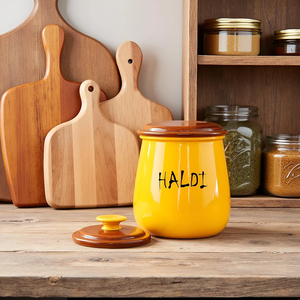 Récipient de stockage de qualité supérieure nouveauté personnaliser le logo imprimé avec revêtement en poudre jaune pour la maison et l'hôtel ustensiles de cuisine - Product Image 6