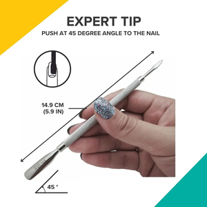 Pousse-cuticules en acier inoxydable, outil de manucure pour le soin des ongles et les applications en salon. Pousse-cuticules professionnel pour la manucure. - Product Image 6