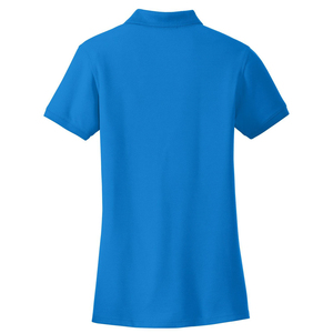 Polo à manches courtes bleu pour femme, coupe classique, tricoté, couleur unie, décontracté - Product Image 3