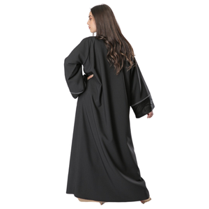 2024 Dubai Abaya EID Ramadan vêtements islamiques Cardigan Abaya Dubai modeste brodé grande taille femmes noir fermé Abaya robe - Product Image 5