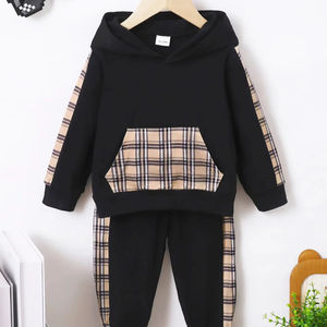 Venta al por mayor de ropa para niños y niñas personalizados niños con capucha y pantalones de chándal conjuntos de chándal - Product Image 1