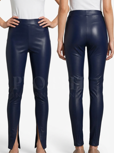 Pantalones de Cuero Sintético de Cintura Alta, Ajustados, Elásticos, Casuales, de Moda, para Invierno, para Uso Diario - Product Image 3