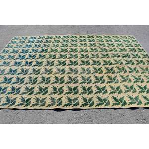 Tapis Turc Vintage Moderne 6ft 8in X 10ft 1in Vert Beige Classique Rectangle Patchwork Design Grande Surface Laine Latex pour Chambres - Product Image 3