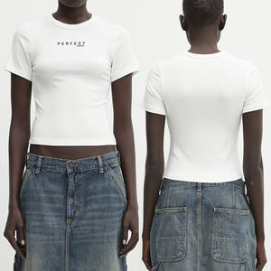 T-shirts personnalisés pour femmes, crop top, 100% coton jersey, t-shirt de sport, crop top, tee-shirt à manches courtes, crop top imprimé, broderie - Product Image 2