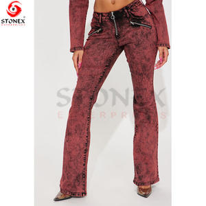 High Quality Fashionable Blue Jeans and Crop Top 2 Pieces <b>Set</b> <b>On</b>-trend Denim Cotton Women Jeans and Jacket - Product Image 5