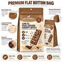 Sachet d'emballage personnalisé à fond plat avec huit soudures latérales, résistant à l'humidité et réutilisable pour les collations et les aliments