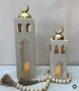 โคมไฟตั้งพื้นตกแต่งสีทองตกแต่งด้วยดีไซน์ที่เป็นเอกลักษณ์สำหรับเทศกาลรอมฎอนเทศกาลอีสฮัจญ์เครื่องใช้บนโต๊ะอาหารตกแต่งโต๊ะที่หรูหรา - Product Image 1