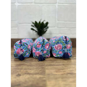 Quilted Bohemian <b>for</b> Toiletry & <b>Makeup</b> Bag with Block Print Tassel Pattern and Drawstring Closure <b>for</b> Organizing <b>Makeup</b> <b>Storage</b> - Product Image 1