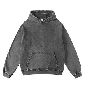 Conçu sur mesure de haute qualité en coton polaire pulls à capuche sweats à capuche pour hommes en détresse lavé numérique teint uni pour l'hiver - Product Image 1