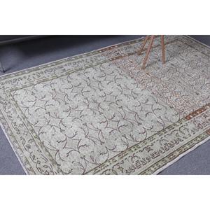 Vintage Turkish Rug 4.8x7.9 ft, <b>Brown</b> Area Moroccan <b>Wool</b> Rug - Product Image 1