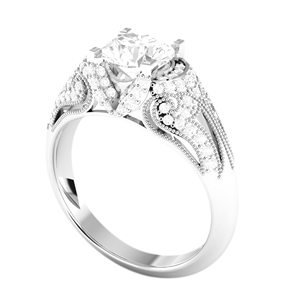 Elegante anillo de bodas de estilo vintage para mujer con diamante redondo cultivado en laboratorio de 3,0 quilates en oro blanco de 14 quilates del fabricante - Product Image 3