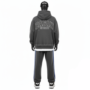 เสื้อมีฮู้ดและกางเกงจ็อกเกอร์สำหรับผู้ชายผ้าขนแกะหนา350แกรมปักโลโก้ได้ตามต้องการสีเข้มสีเข้มสวมใส่สบาย - Product Image 2